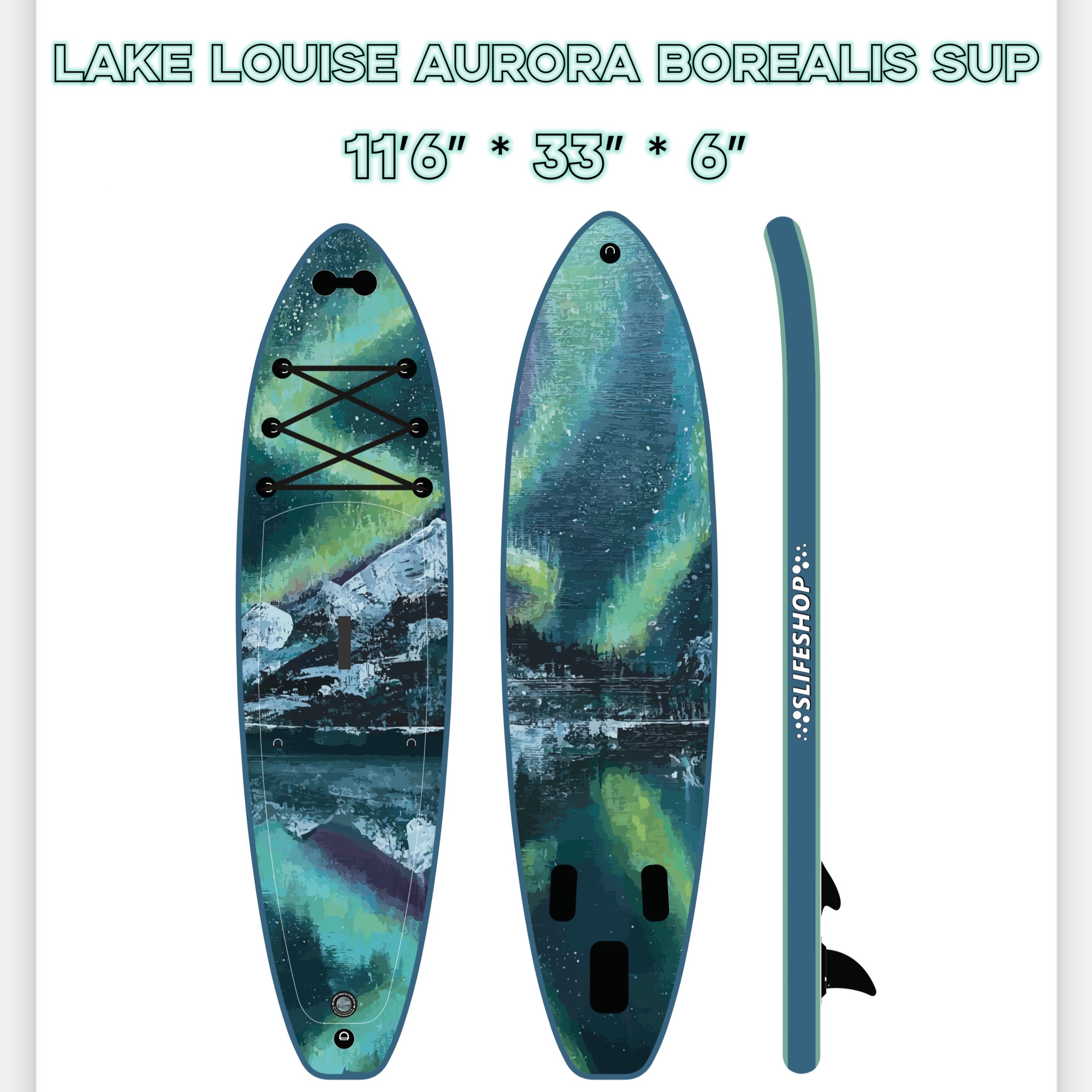 Preorder! Slifeshop Lake Louise Aurora Stand Up Paddle Board SUP  11’6” Inflatable SUP Designed by Local Canadian Artist