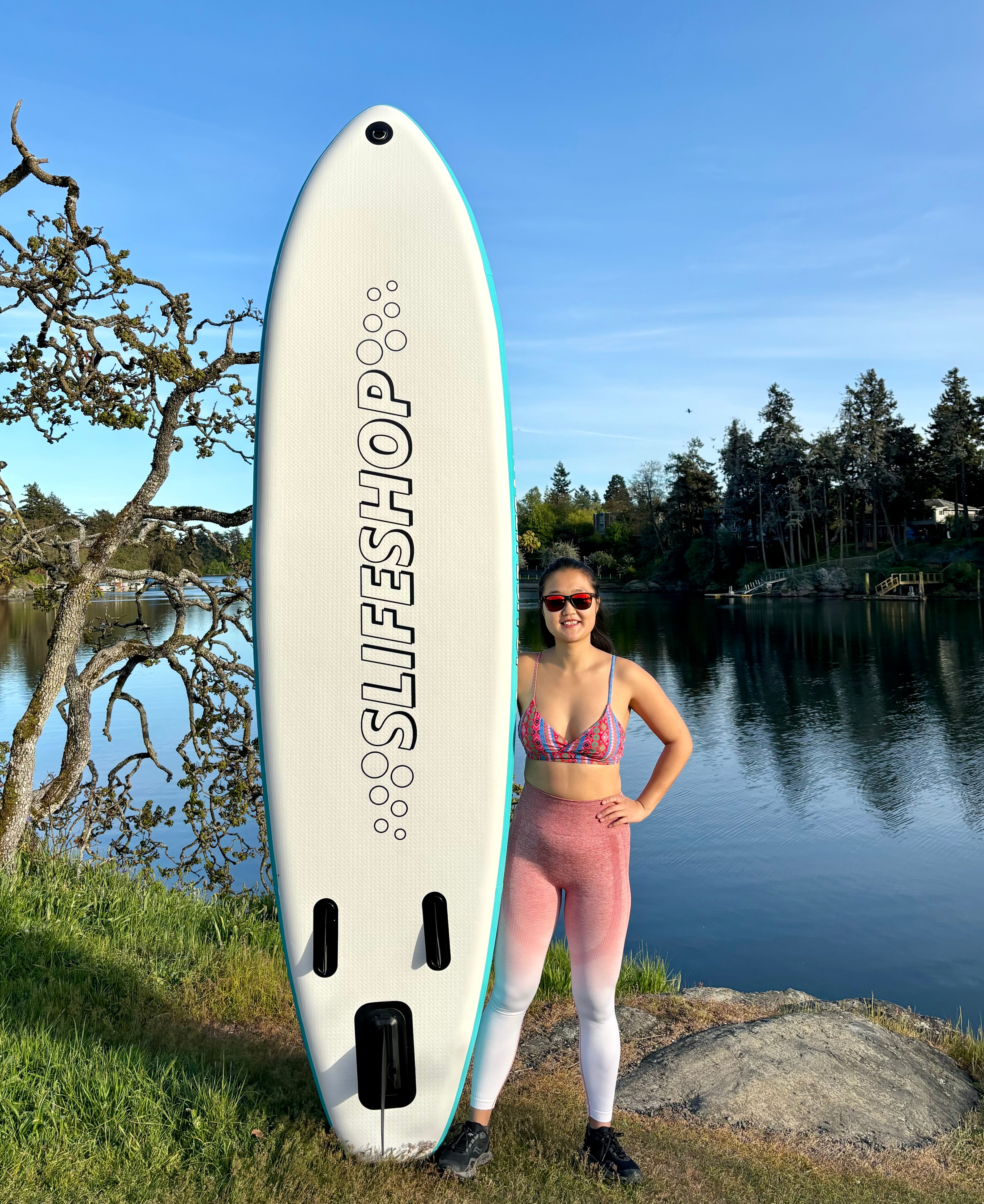 Slifeshop Teal Adventurer Stand Up Paddle Board SUP  Inflatable SUP Designed by Local Canadian Artist 10’
