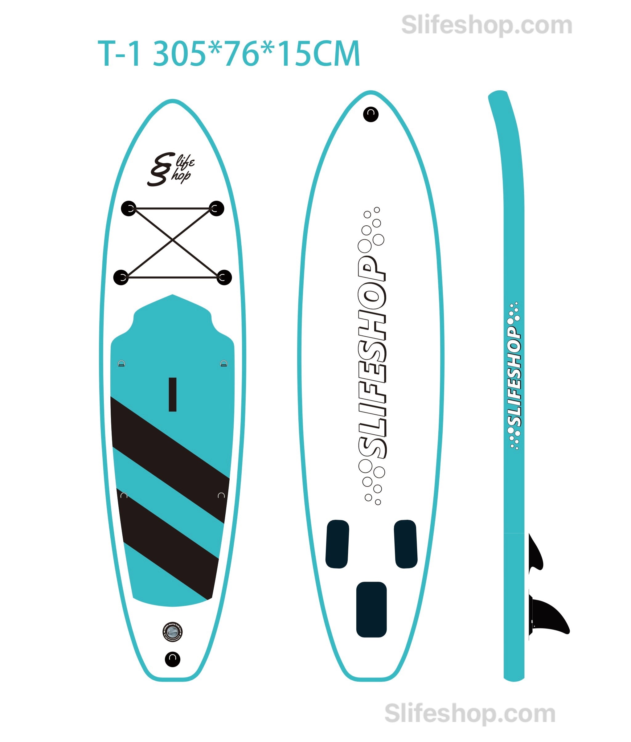 Slifeshop Teal Adventurer Stand Up Paddle Board SUP  Inflatable SUP Designed by Local Canadian Artist 10’