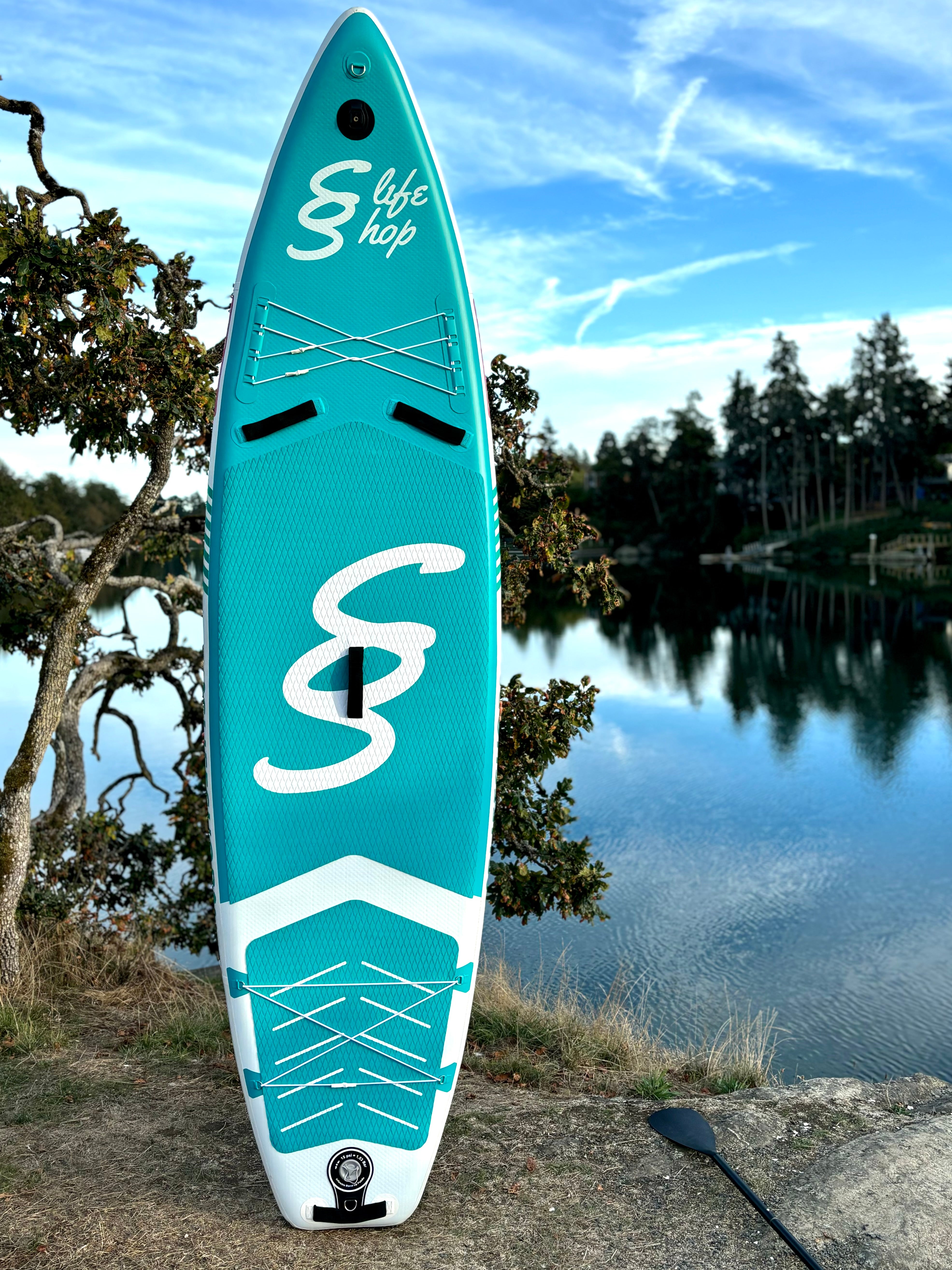 Breezy Stand Up Paddle Board SUP  11’ Inflatable SUP Designed by Local Canadian Artist Pink Blue