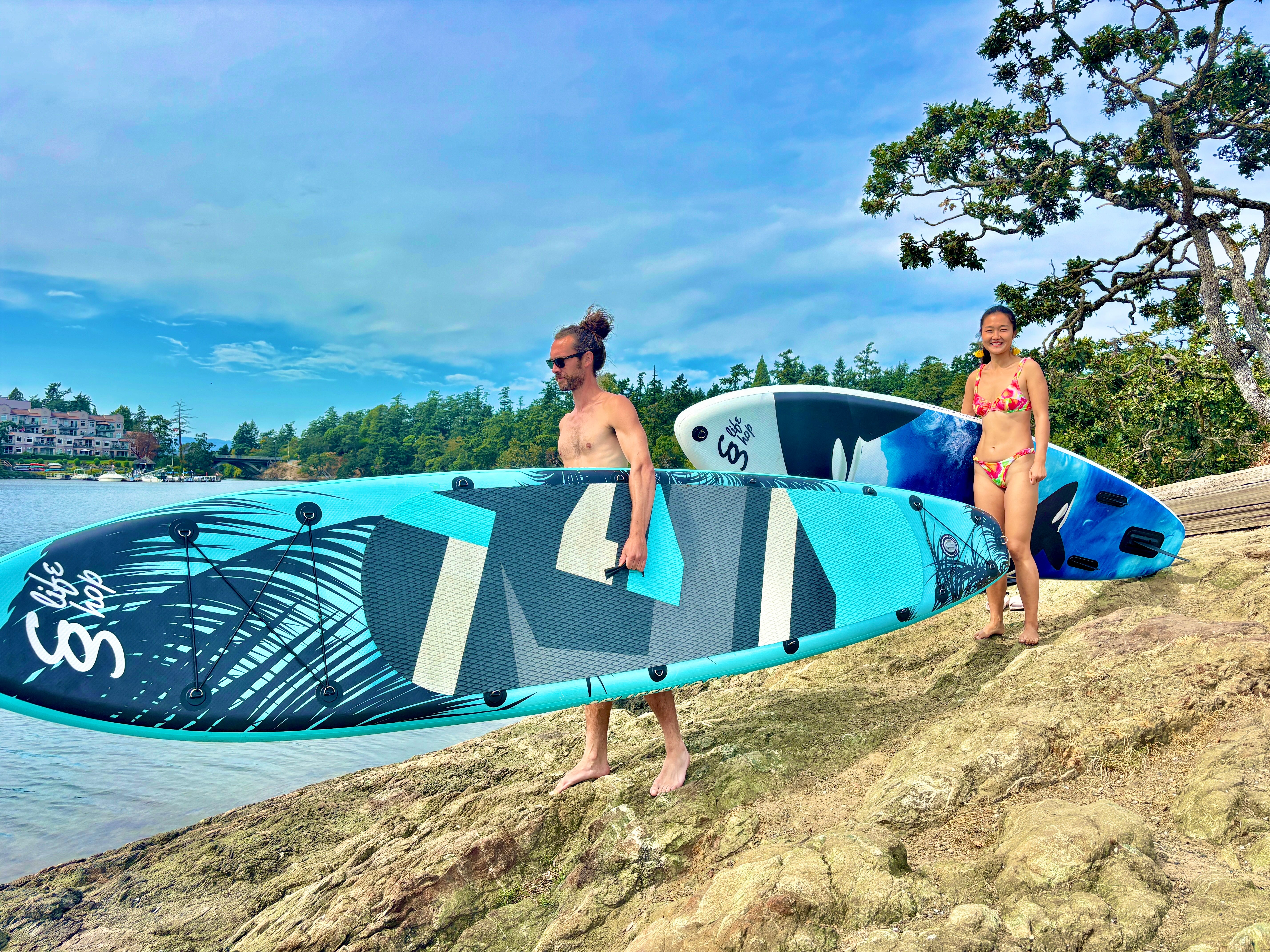 Slifeshop Double Adventurer 2-4 People Ultra-Long Sea Dragon 14’ Stand Up Paddle Board SUP Inflatable SUP Designed by Local Canadian Artist 14’ Extra Long& Extra D-ring For Kayak Conversion