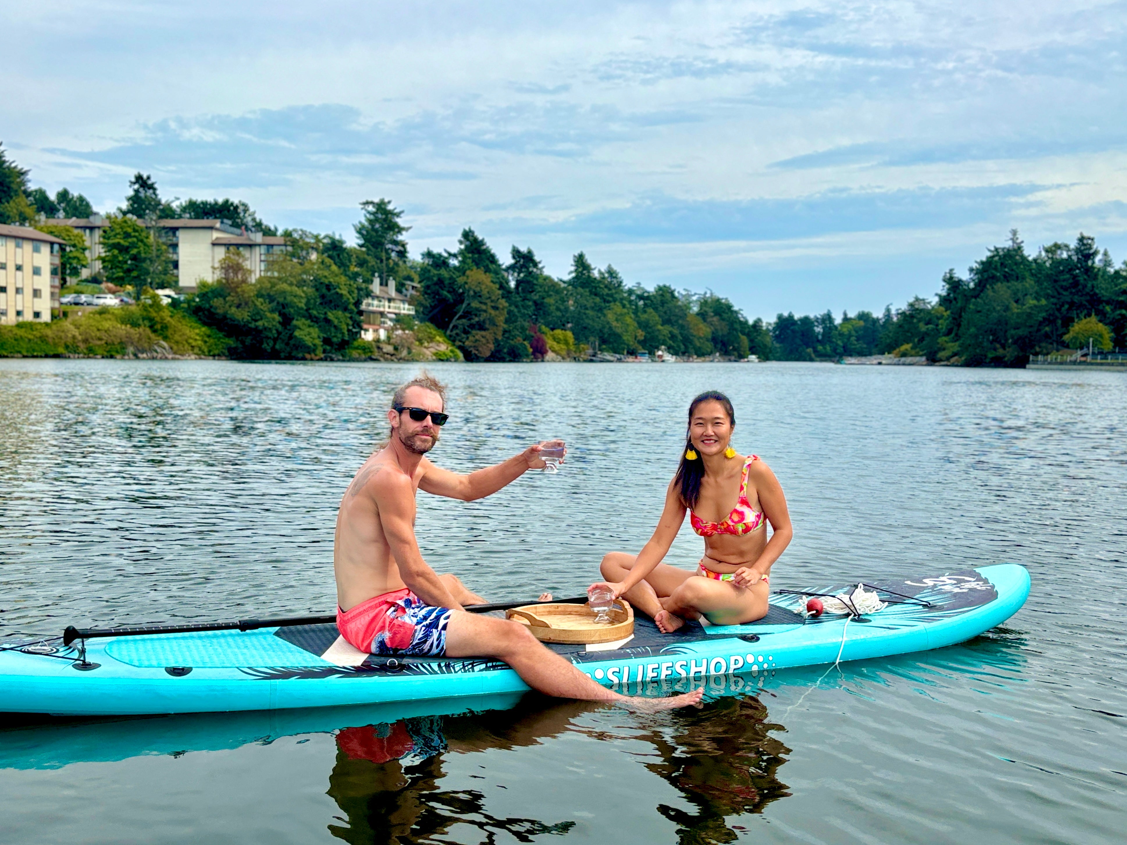 Slifeshop Double Adventurer 2-4 People Ultra-Long Sea Dragon 14’ Stand Up Paddle Board SUP Inflatable SUP Designed by Local Canadian Artist 14’ Extra Long& Extra D-ring For Kayak Conversion