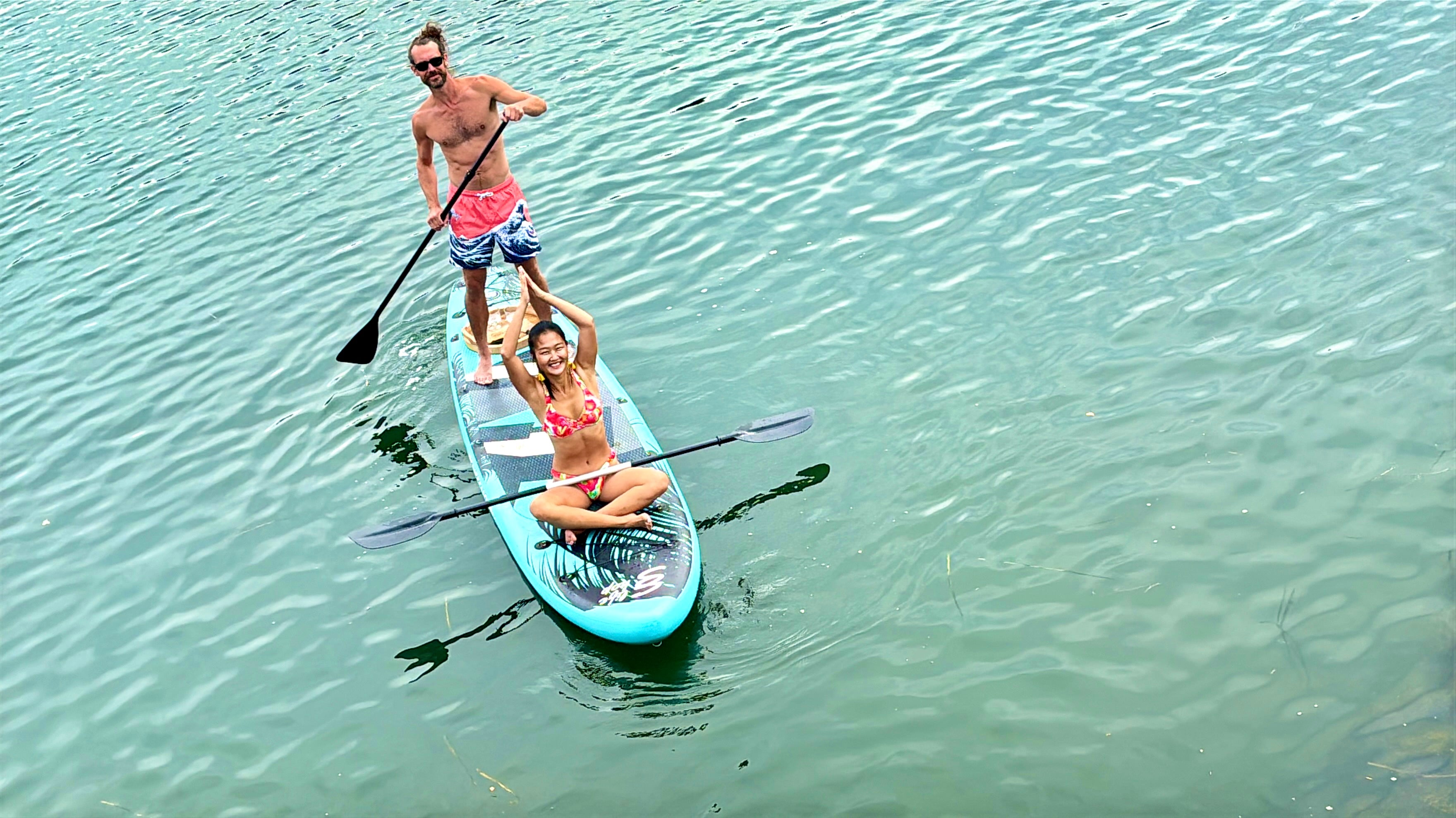 Slifeshop Double Adventurer 2-4 People Ultra-Long Sea Dragon 14’ Stand Up Paddle Board SUP Inflatable SUP Designed by Local Canadian Artist 14’ Extra Long& Extra D-ring For Kayak Conversion
