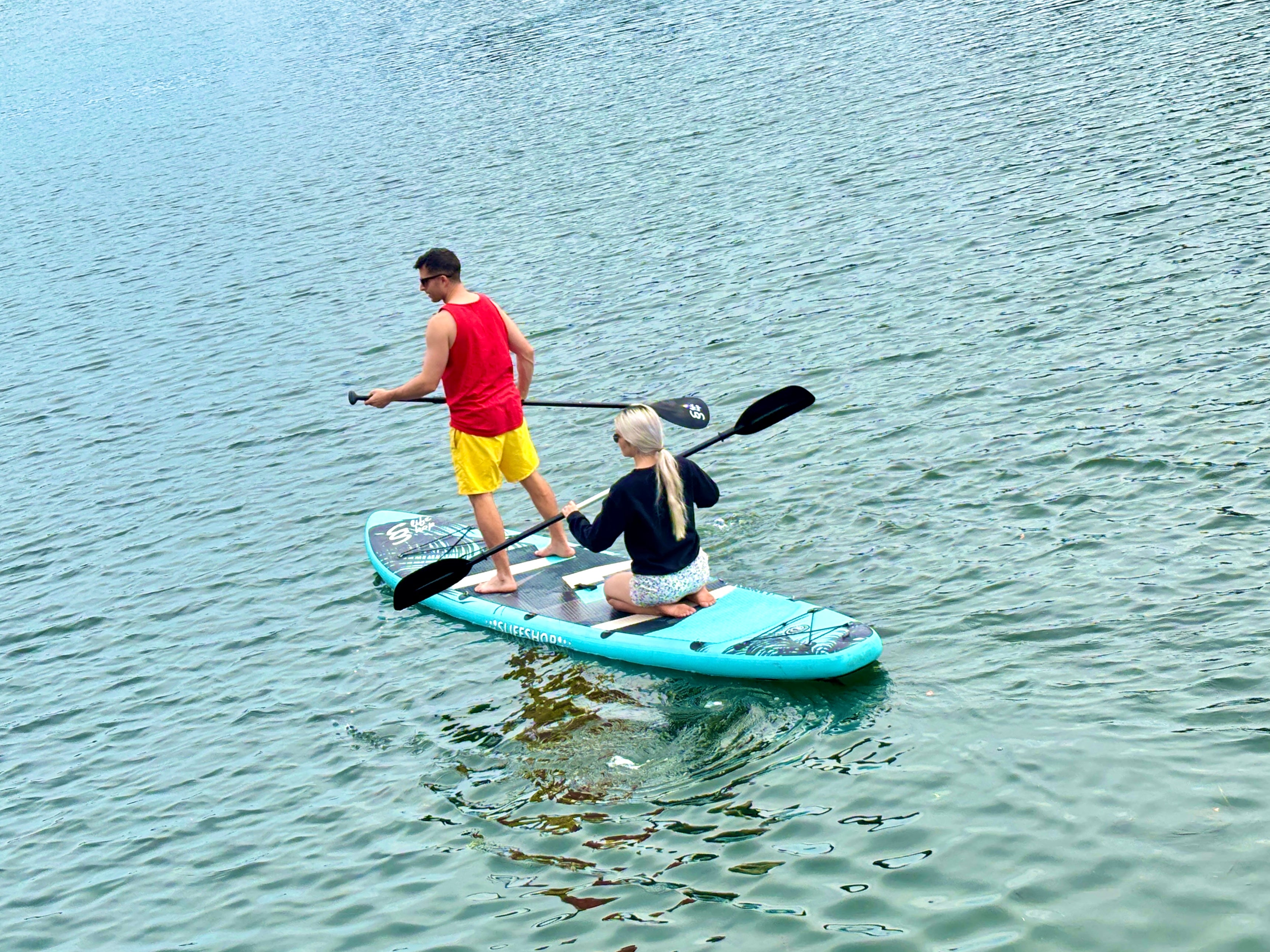 Slifeshop Double Adventurer 2-4 People Ultra-Long Sea Dragon 14’ Stand Up Paddle Board SUP Inflatable SUP Designed by Local Canadian Artist 14’ Extra Long& Extra D-ring For Kayak Conversion
