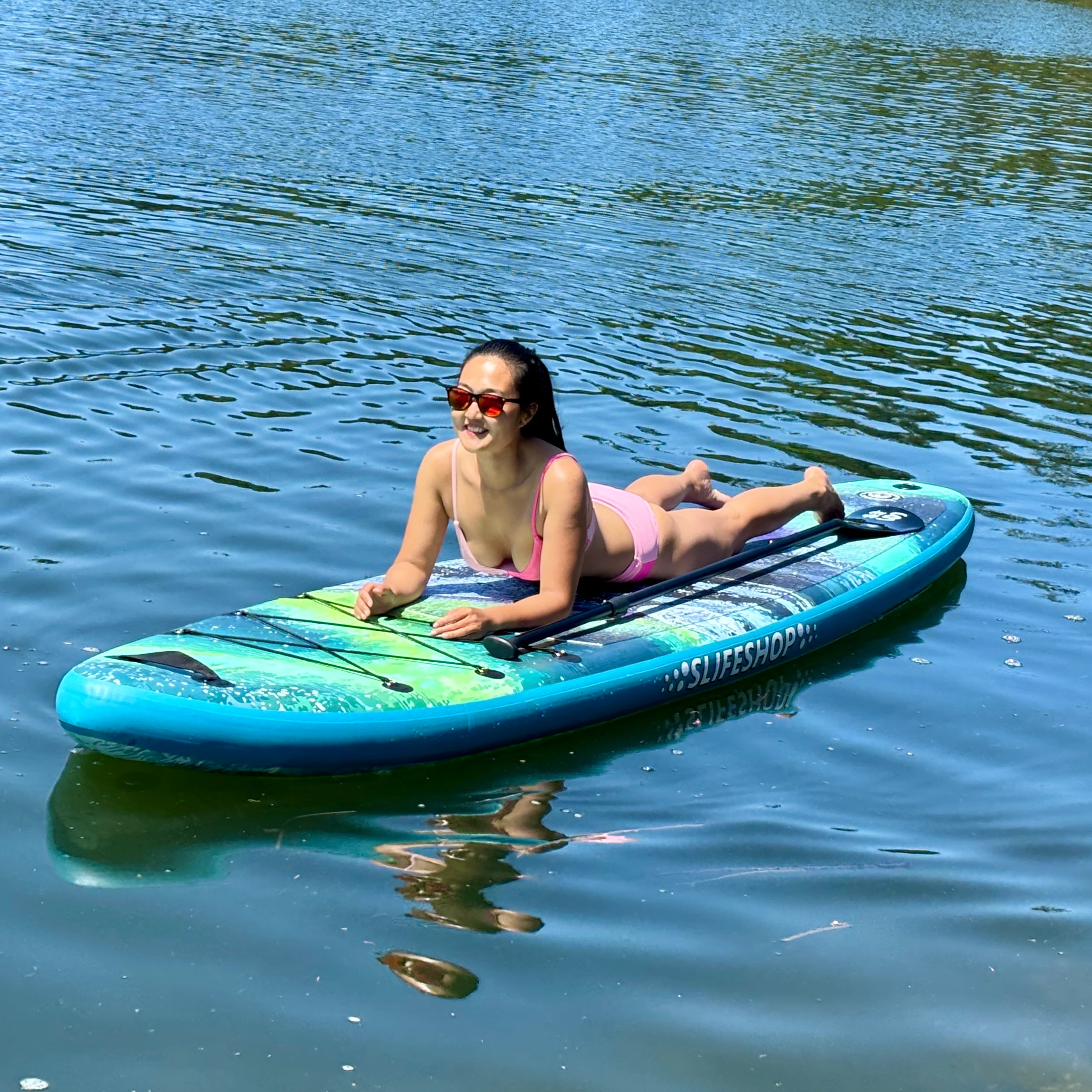 Slifeshop Lake Louis Aurora Borealis From Original Painting Stand Up Paddle Board SUP  11’ & 11’6” Extra Long&Wide 2-People Inflatable SUP Designed by Local Canadian Artist Northern Lights