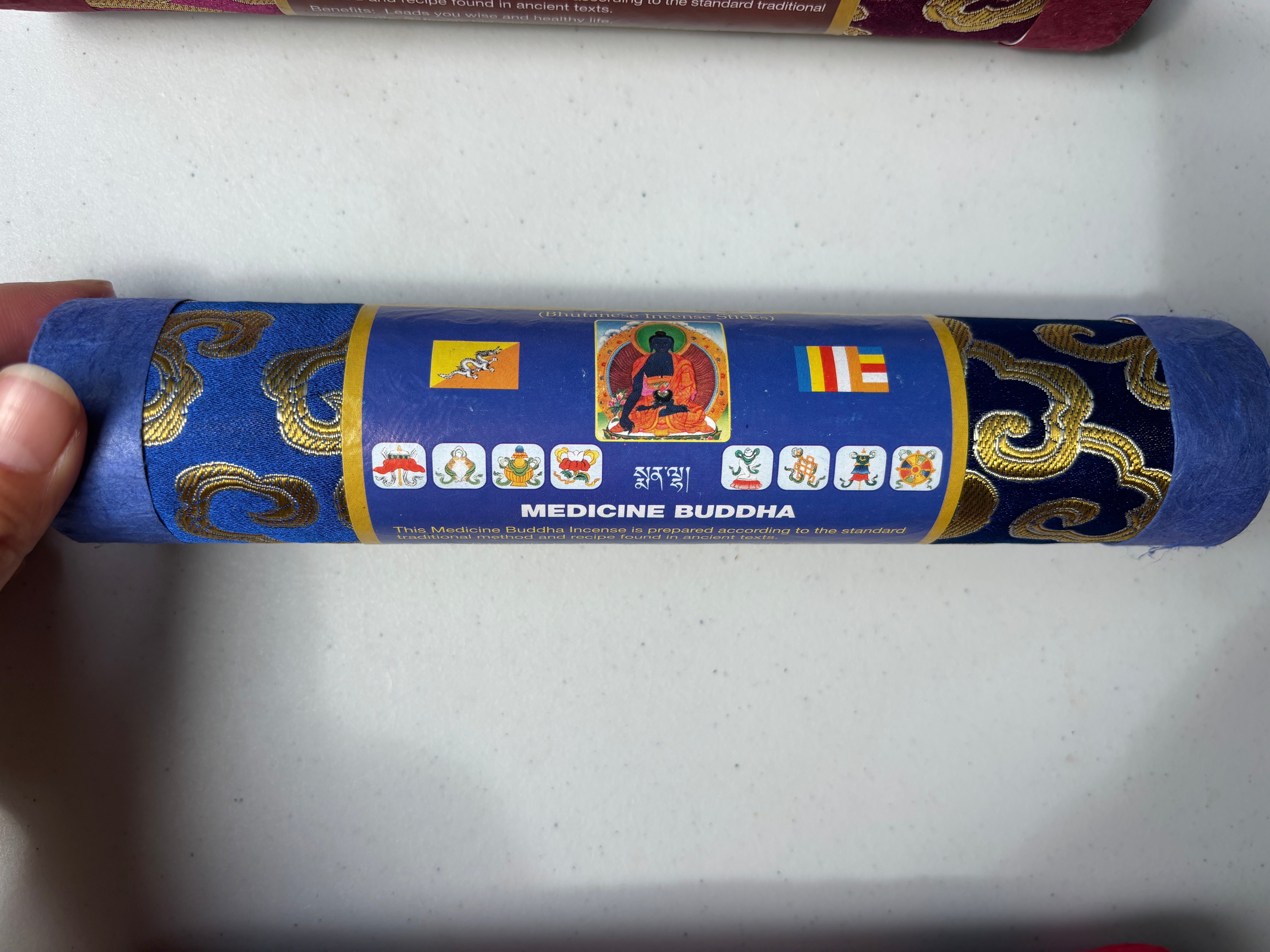 Tibetan Bhutanese Handmade Solid Stick Incense 100% Organic Herbs Beautiful Embroidered Box Red Sandal Wood, Medicine Buddha,Green Tara