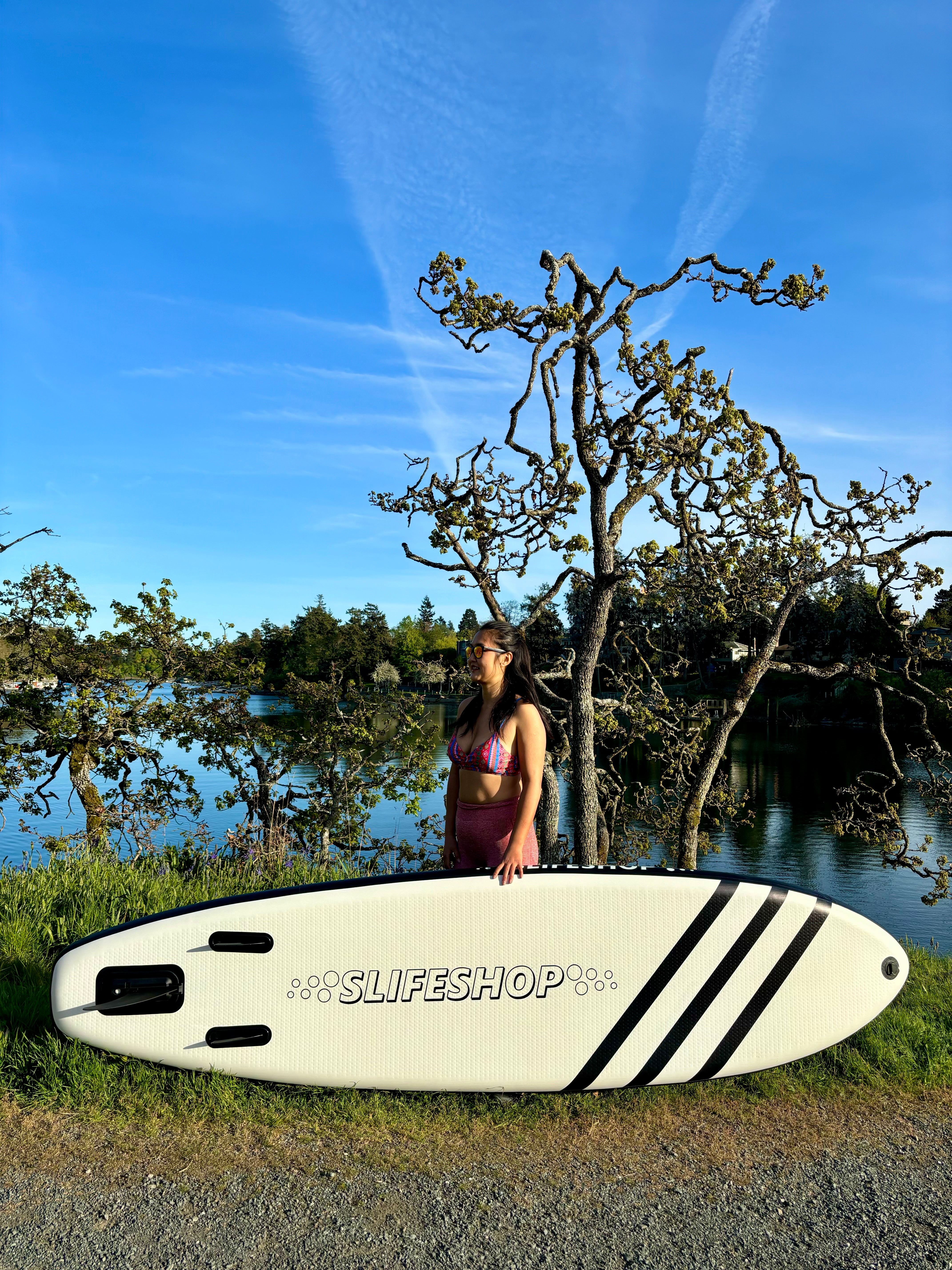 Slifeshop Black Edge Stand Up Paddle Board SUP  Inflatable SUP Designed by Local Canadian Artist 10’