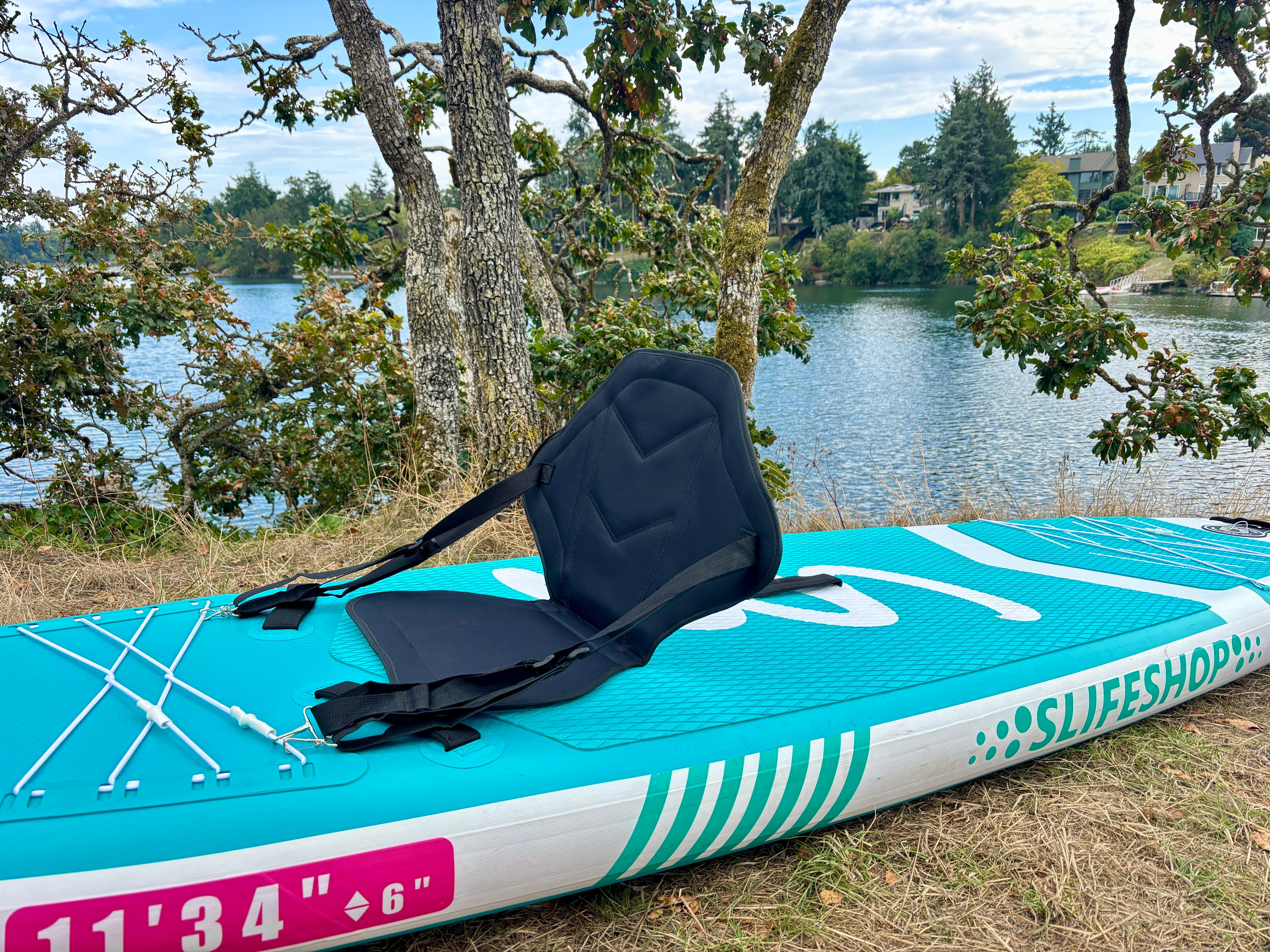 Breezy Stand Up Paddle Board SUP  11’ Inflatable SUP Pink Blue Front&Back Bungee Extra Wide Deck 34” for Stability Designed by Local Canadian Artist
