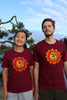 Slife Yoga Handmade Hand-Embroidered Mandala Om Yantra Cotton T-shirt Made by Artist from Nepal Unisex Shirt for Yoga Meditation Paddle Board