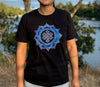 Slife Yoga Handmade Hand-Embroidered Mandala Om Yantra Cotton T-shirt Made by Artist from Nepal Unisex Shirt for Yoga Meditation Paddle Board