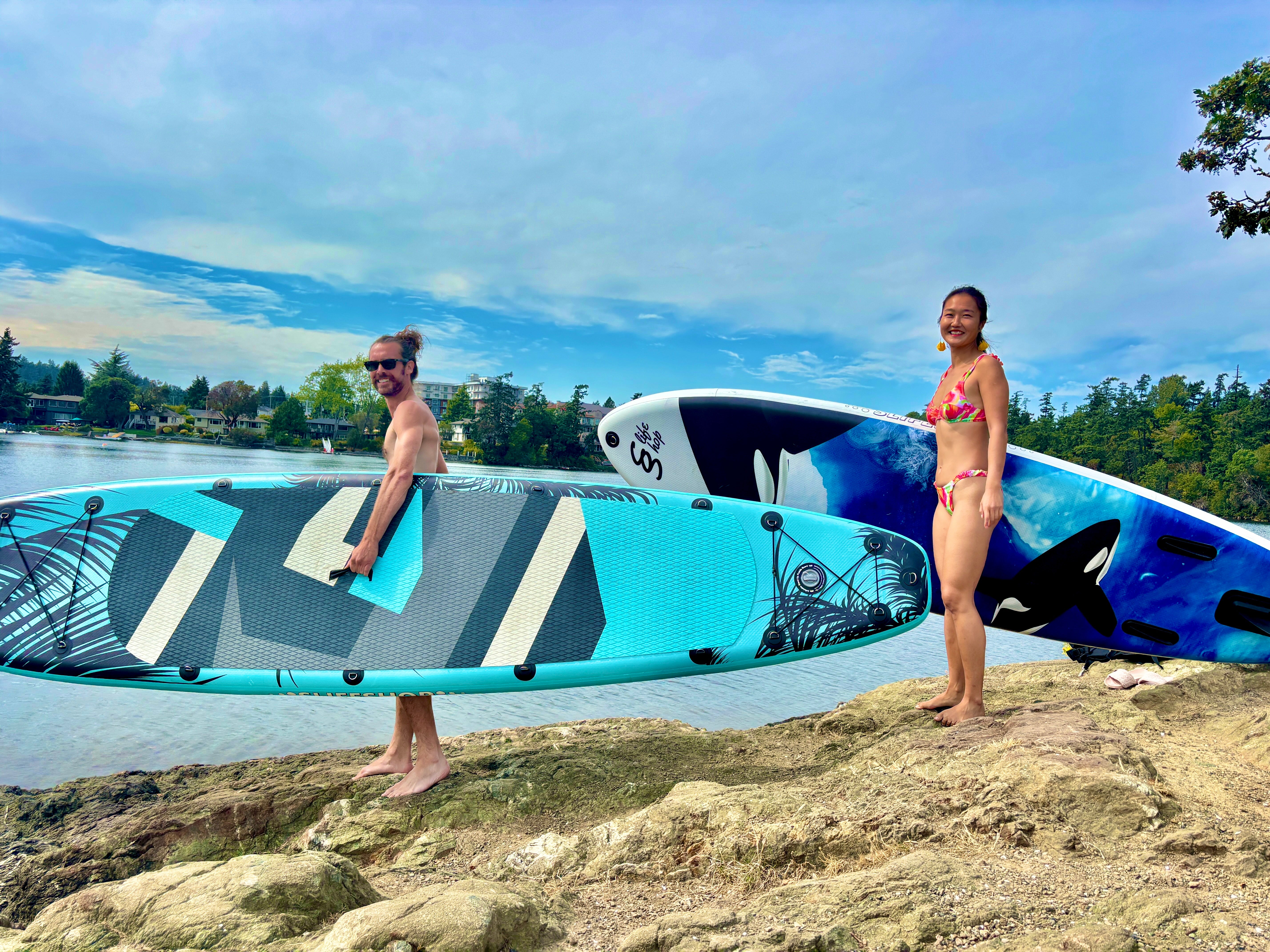 Slifeshop Double Adventurer 2-4 People Ultra-Long Sea Dragon 14’ Stand Up Paddle Board SUP Inflatable SUP Designed by Local Canadian Artist 14’ Extra Long& Extra D-ring For Kayak Conversion