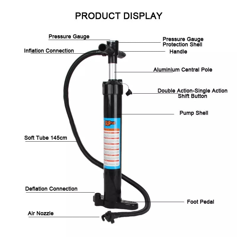 SUP Hand Pump Dual Action High Pressure Adjustable Hand Pump For Paddle Board Double/Single Action