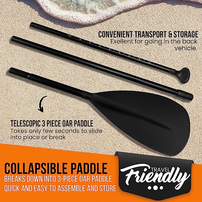 Paddle Board Paddle Sup Paddle 3 Pieces SUP Paddle Board Accessories, Floating Lightweight Aluminum Alloy Shaft, Adjustable Double Holes Lock SUP Paddle, Black 1Pcs